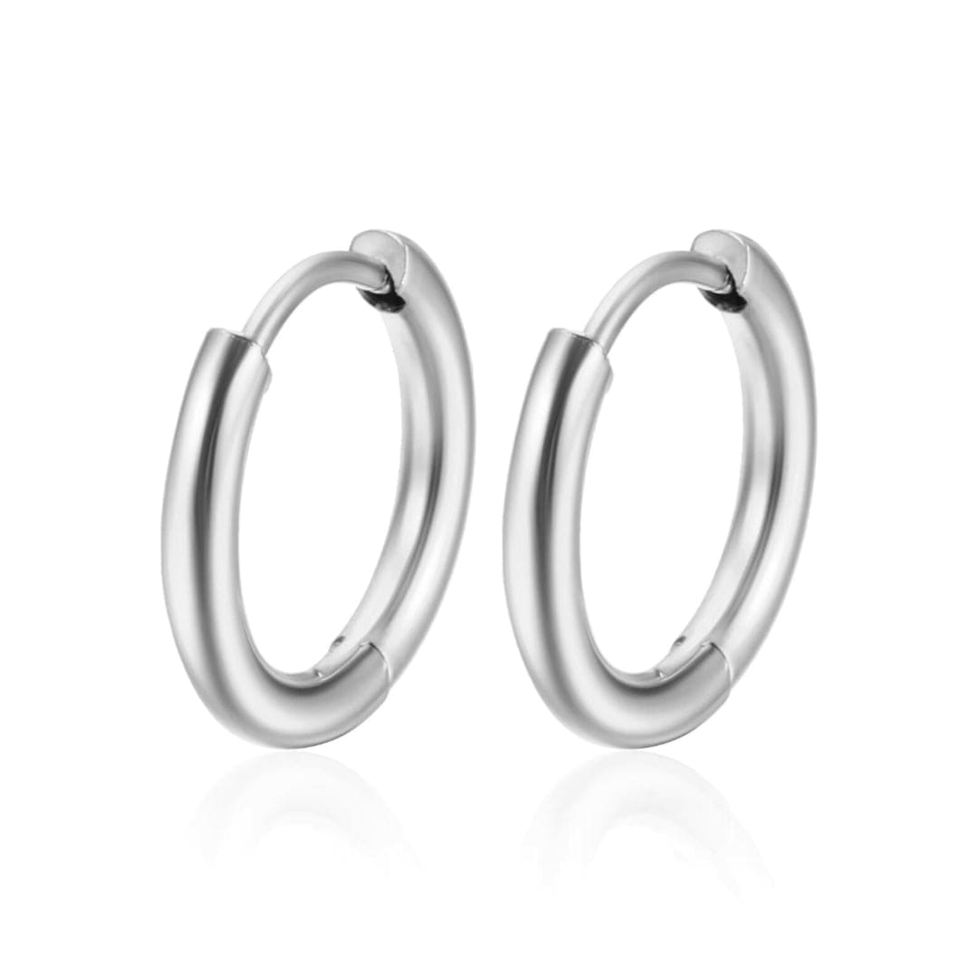 THE MEN THING Nose & Ear Ring 16mm AVOR SILVER - Titanium Steel Hoop Earrings for Men & Boys (16MM to 8 MM) (2 Pcs)