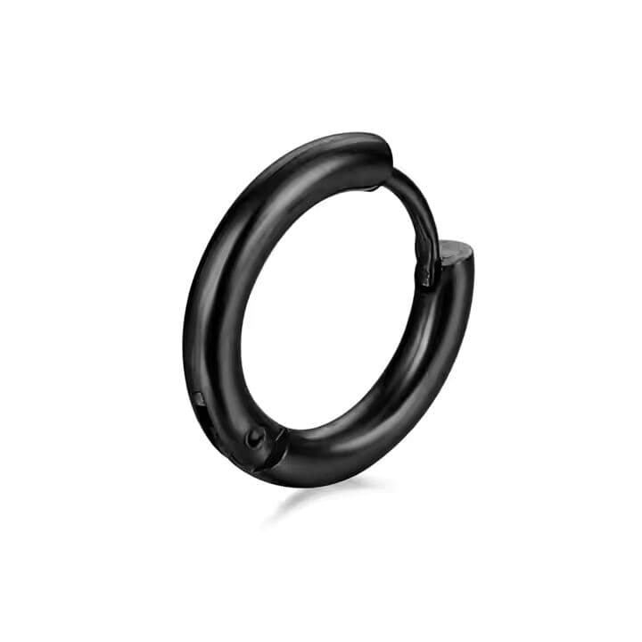 THE MEN THING Nose & Ear Ring AVOR BLACK - 16mm Titanium Steel Hoop Earrings for Men & Boys (2 Pcs)