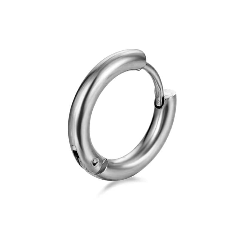 THE MEN THING Nose & Ear Ring AVOR SILVER - Titanium Steel Hoop Earrings for Men & Boys (16MM to 8 MM) (2 Pcs)