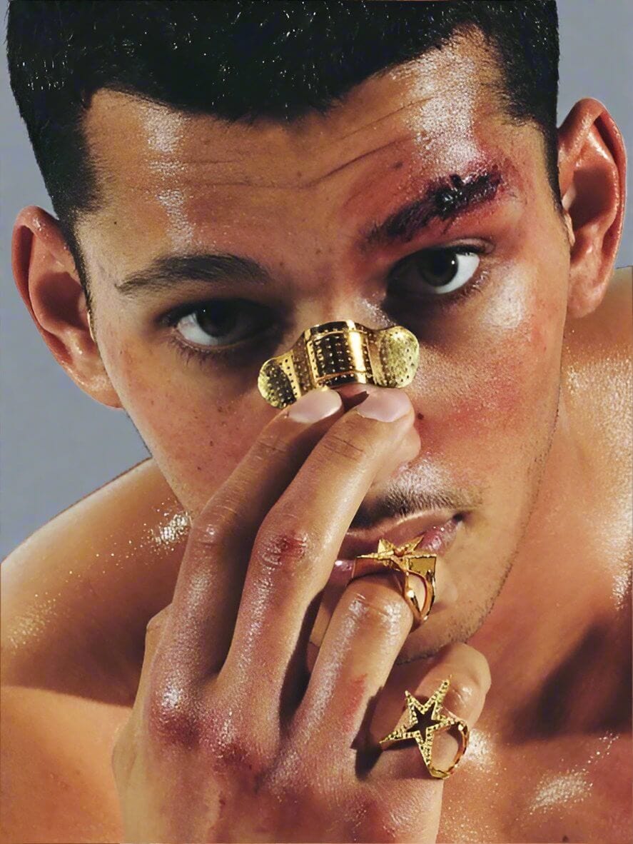 THE MEN THING Nose & Ear Ring NOSE BAND-AID - Gold Toned Fashion Nasal Clip, Nightclub - No Holes Nose Clip, Nose Strip for Men and Boys (1 Pcs)