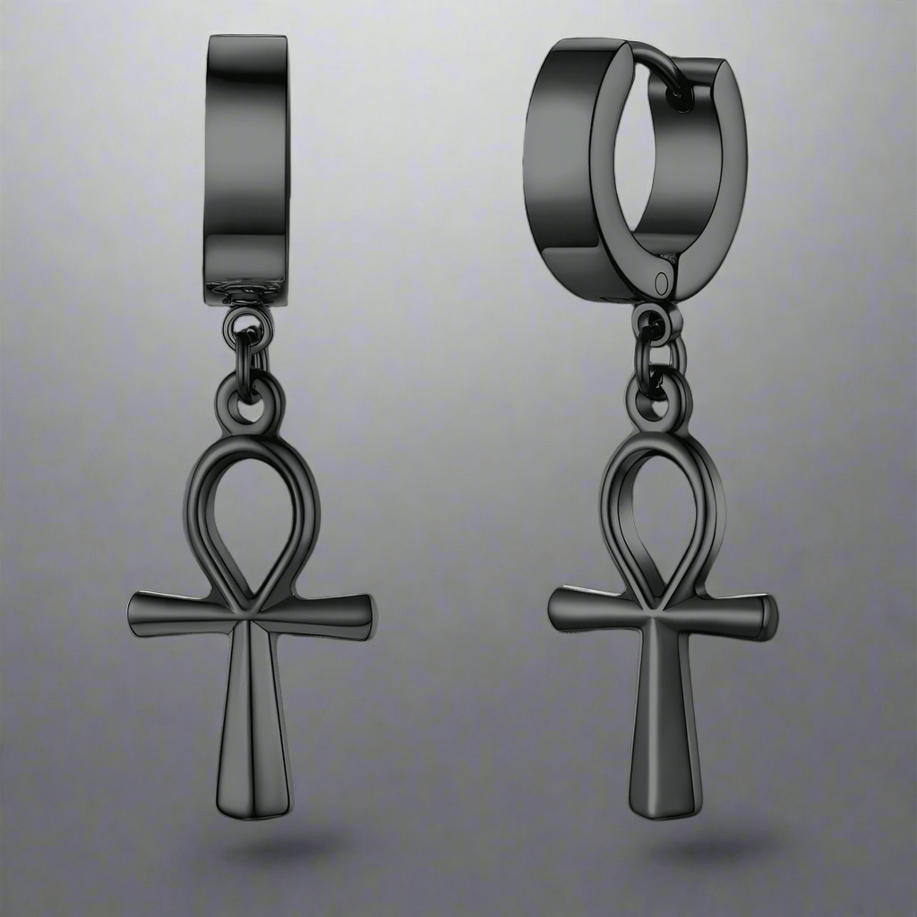 THE MEN THING Nose & Ear Ring Pair (Both Ears) ANKRYX BLACK - Titanium Steel Stud Earrings for Men & Boys (2 Pcs)