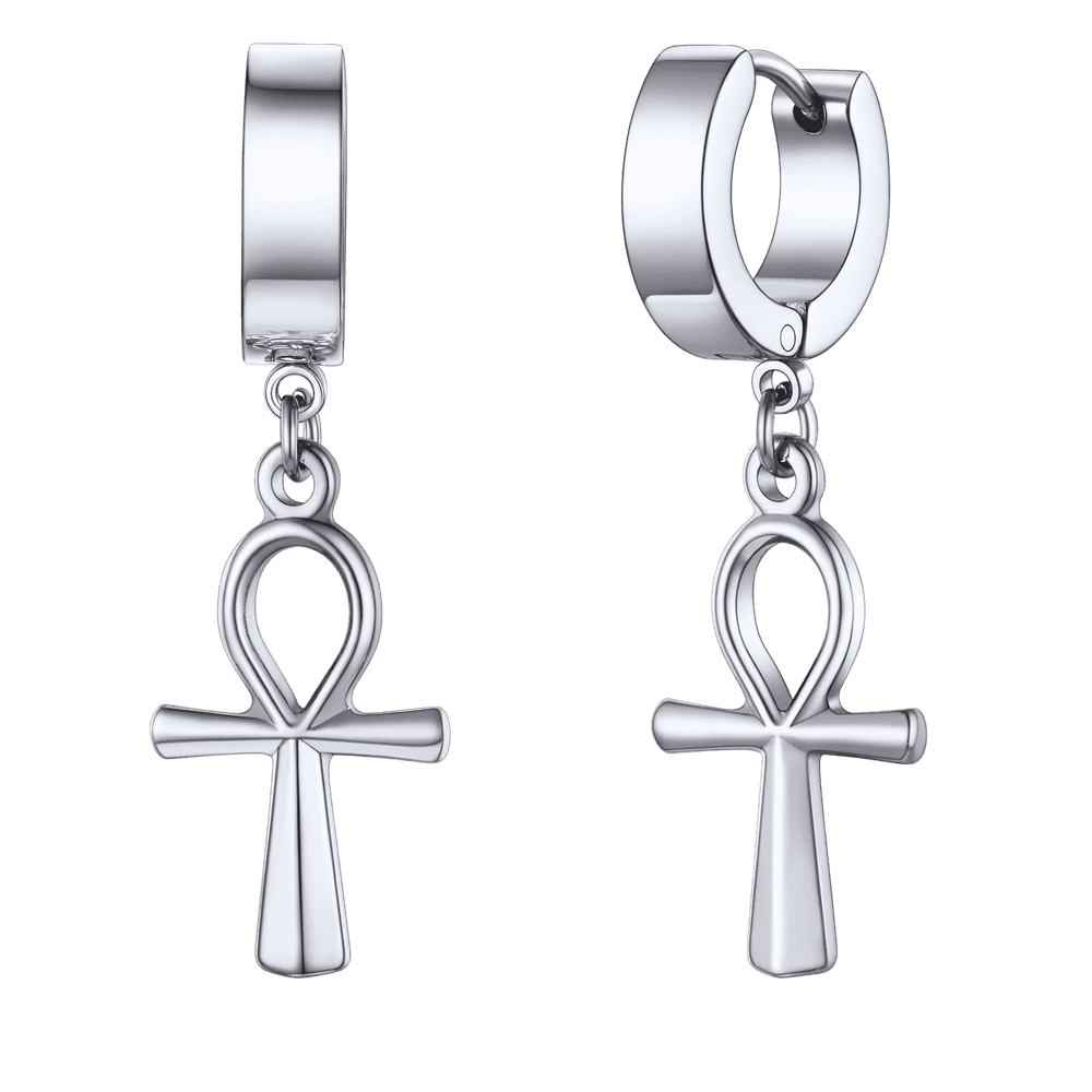 THE MEN THING Nose & Ear Ring Pair (Both Ears) ANKRYX SILVER - Titanium Steel Stud Earrings for Men & Boys (2 Pcs)