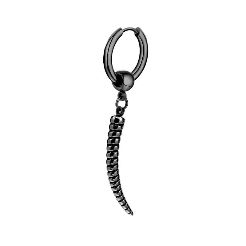 THE MEN THING Nose & Ear Ring Pair (Both Ears) ANTLER - BLACK - Pure Titanium Steel Ear Hoop Earrings for Men & Boys (2 Pcs)