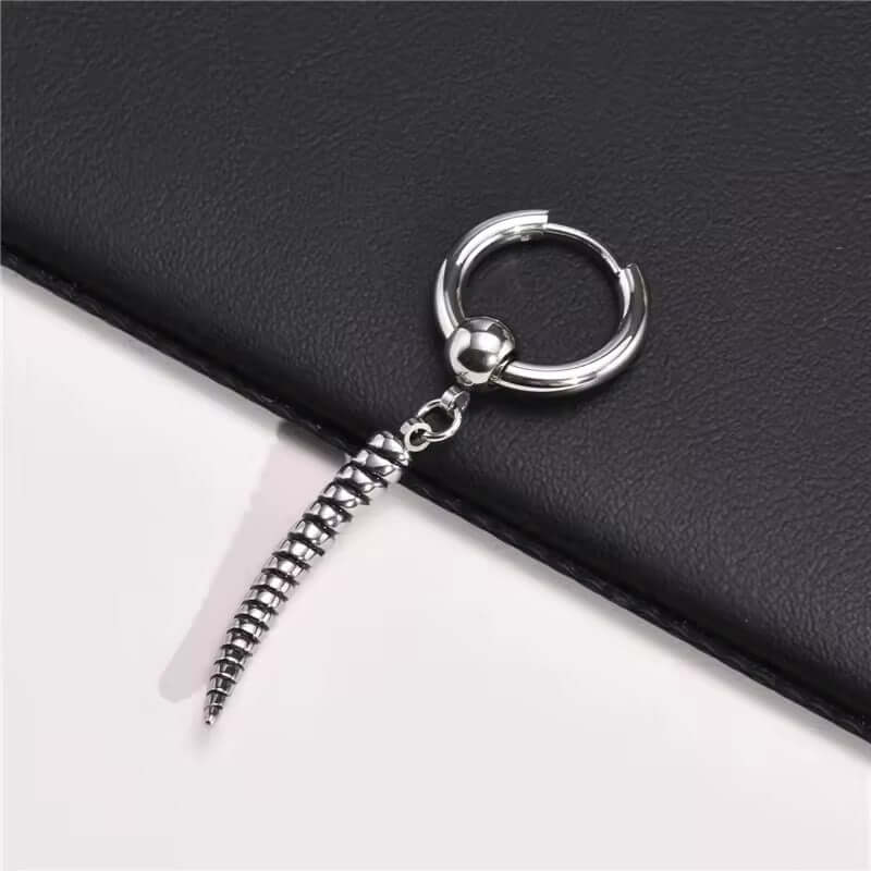 THE MEN THING Nose & Ear Ring Pair (Both Ears) ANTLER - SILVER - Pure Titanium Steel Ear Hoop Earrings for Men & Boys (2 Pcs)