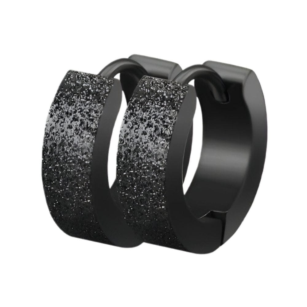 THE MEN THING Nose & Ear Ring Pair (Both Ears) ARCTIC BLACK HALO - 5mm Titanium Steel Hoop Earrings for Men & Boys (2 Pcs)
