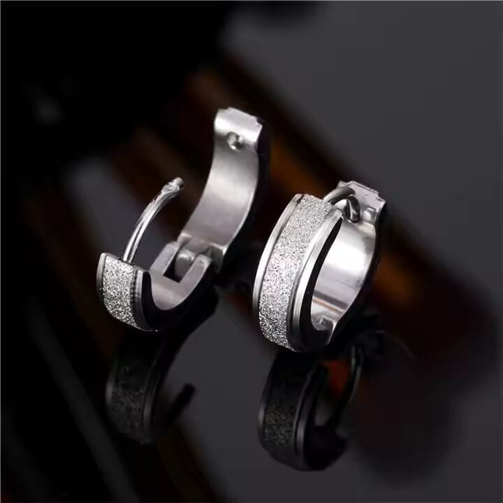 THE MEN THING Nose & Ear Ring Pair (Both Ears) AURORA SILVER - 5mm Titanium Steel Hoop Earrings for Men & Boys (2 Pcs)