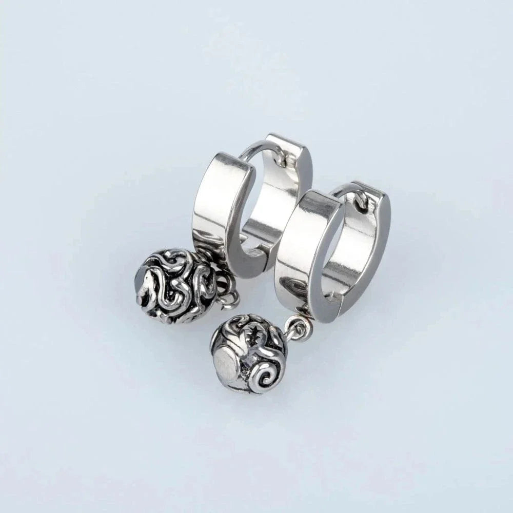 THE MEN THING Nose & Ear Ring Pair (Both Ears) BALI BALL - Titanium Steel Hoop Earrings for Men & Boys (2 Pcs)