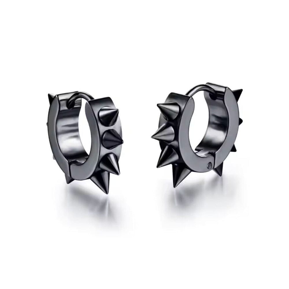 THE MEN THING Nose & Ear Ring Pair (Both Ears) BLACK DAGGERLOOP - 5mm Titanium Steel Hoop Earrings for Men & Boys (2 Pcs)