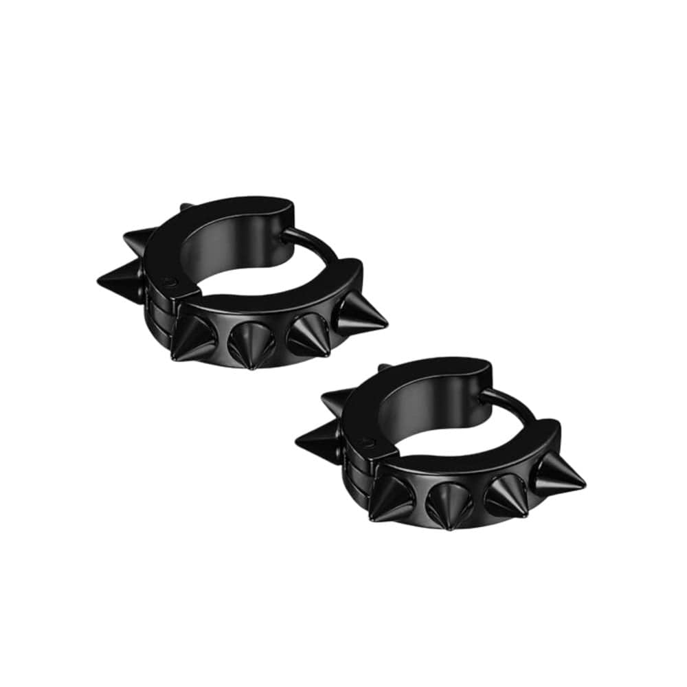 THE MEN THING Nose & Ear Ring Pair (Both Ears) BLACK DAGGERLOOP - 5mm Titanium Steel Hoop Earrings for Men & Boys (2 Pcs)