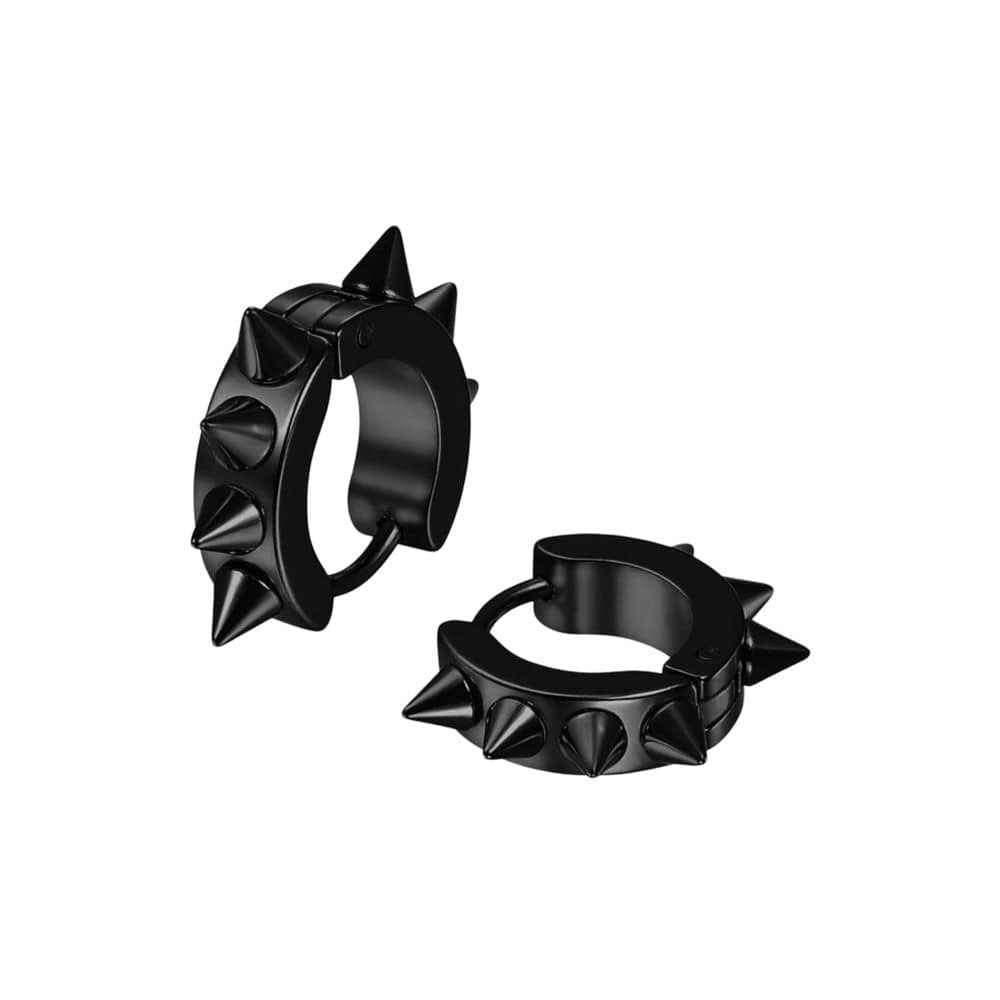THE MEN THING Nose & Ear Ring Pair (Both Ears) BLACK DAGGERLOOP - 5mm Titanium Steel Hoop Earrings for Men & Boys (2 Pcs)