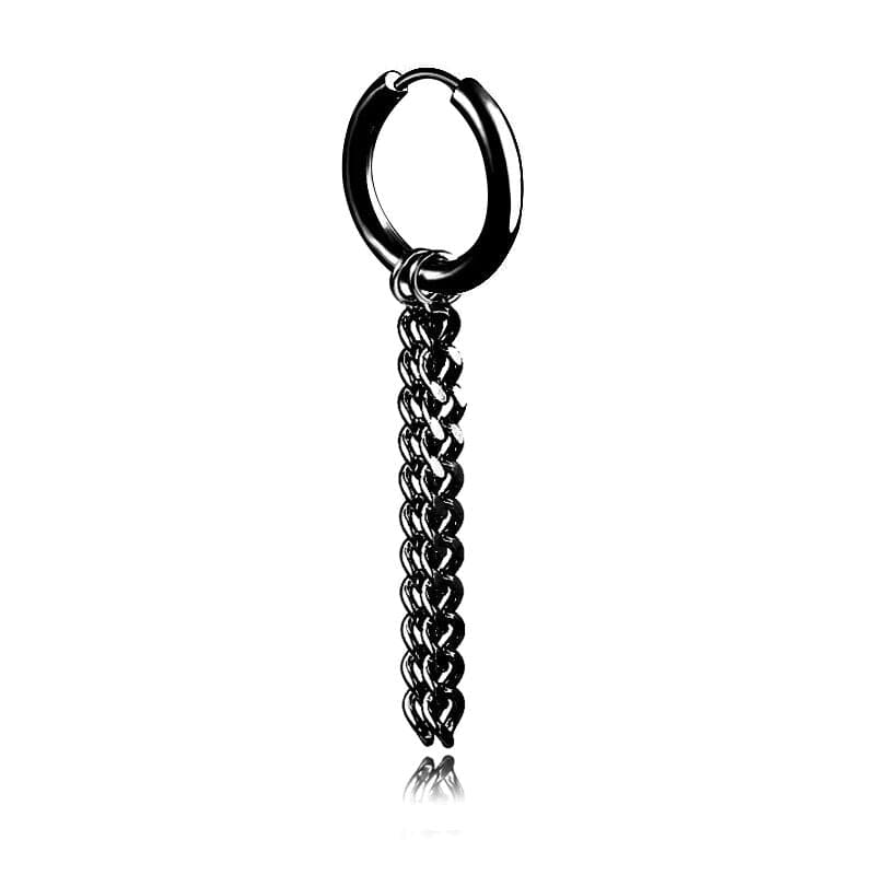 THE MEN THING Nose & Ear Ring Pair (Both Ears) BLACK NOCTURNE LINK - 2mm Titanium Steel Hoop Earrings for Men & Boys (2 Pcs)