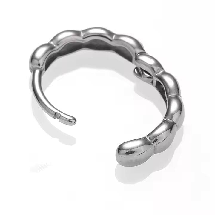 THE MEN THING Nose & Ear Ring Pair (Both Ears) BREEZE CURVE - Titanium Steel Hoop Earrings for Men & Boys (2 Pcs)