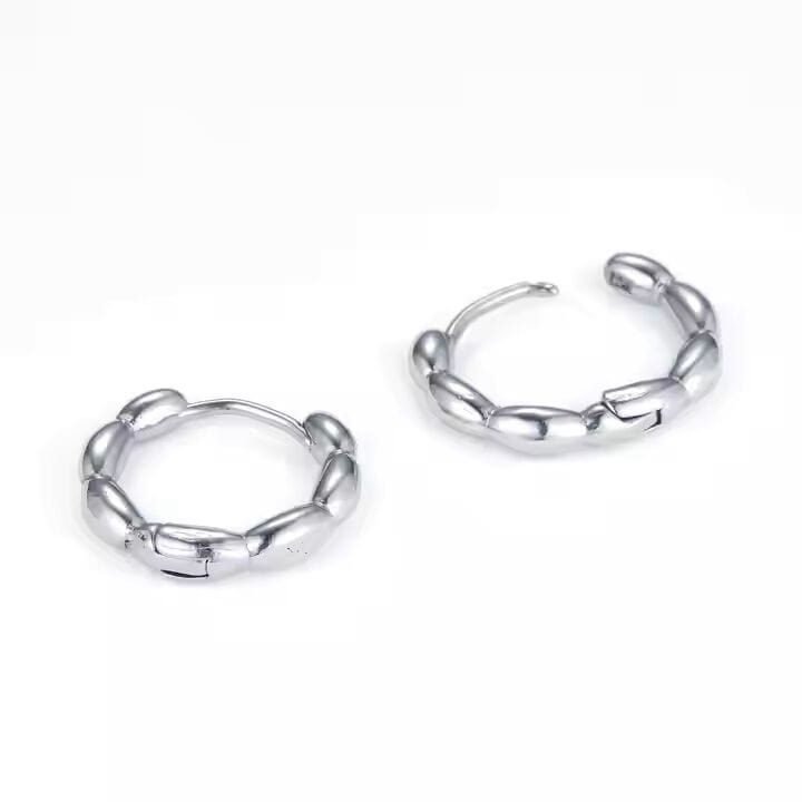 THE MEN THING Nose & Ear Ring Pair (Both Ears) BREEZE CURVE - Titanium Steel Hoop Earrings for Men & Boys (2 Pcs)