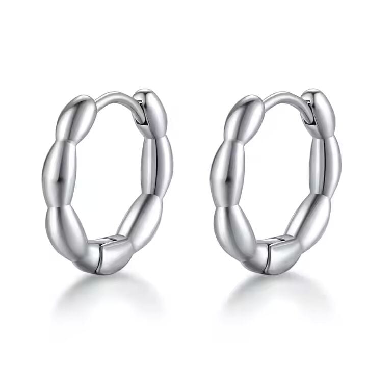 THE MEN THING Nose & Ear Ring Pair (Both Ears) BREEZE CURVE - Titanium Steel Hoop Earrings for Men & Boys (2 Pcs)