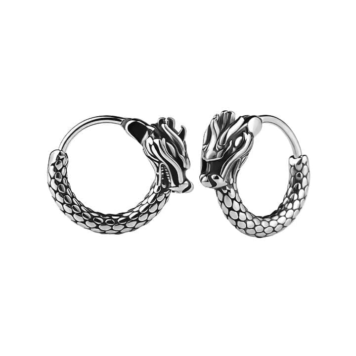 THE MEN THING Nose & Ear Ring Pair (Both Ears) DRAKONOS - Titanium Steel Hoop Earrings for Men & Boys (2 Pcs)