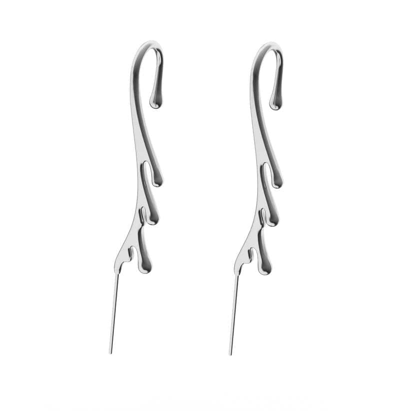 THE MEN THING Nose & Ear Ring Pair (Both Ears) DRIZZLE - Pure Titanium Steel Ear Crawler Hook Pin Cuff Earrings for Men & Boys (2 Pcs)