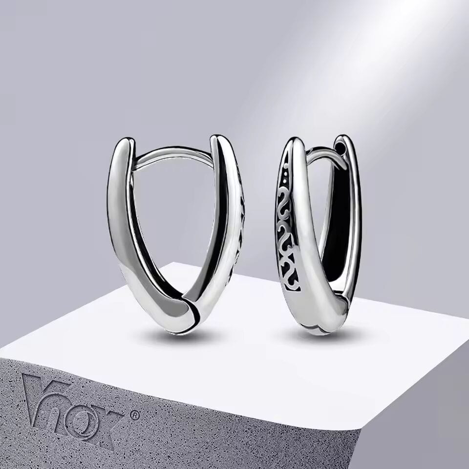 THE MEN THING Nose & Ear Ring Pair (Both Ears) EVOSTUDS SILVER - Titanium Steel Hoop Earrings for Men & Boys (2 Pcs)