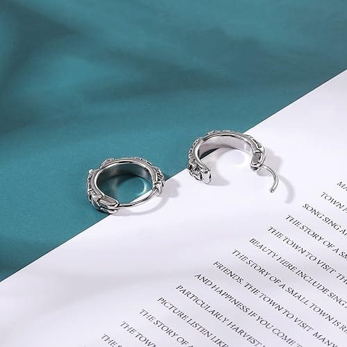 THE MEN THING Nose & Ear Ring Pair (Both Ears) GHOSTFURY HOOPS - Titanium Steel Hoop Earrings for Men & Boys (2 Pcs)