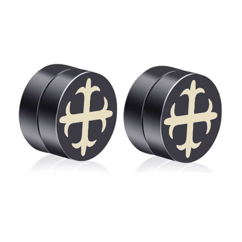 THE MEN THING Nose & Ear Ring Pair (Both Ears) GLINT CROSS - Magnetic Non-Piercing Pure Titanium Steel Studs Earrings for Men & Boys (2 Pcs)