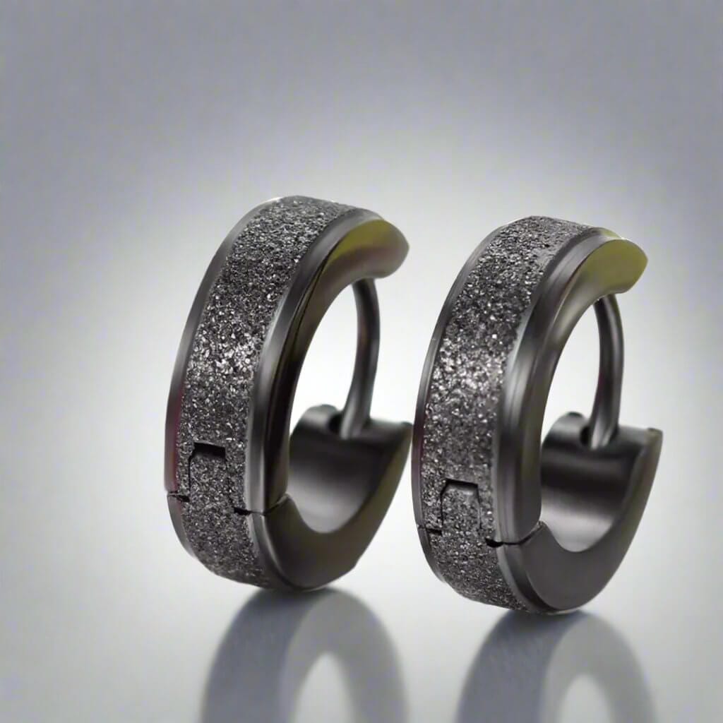THE MEN THING Nose & Ear Ring Pair (Both Ears) GLITTER LOOP - Pure Titanium Steel Hoop Ear Earrings for Men & Boys (2 Pcs)