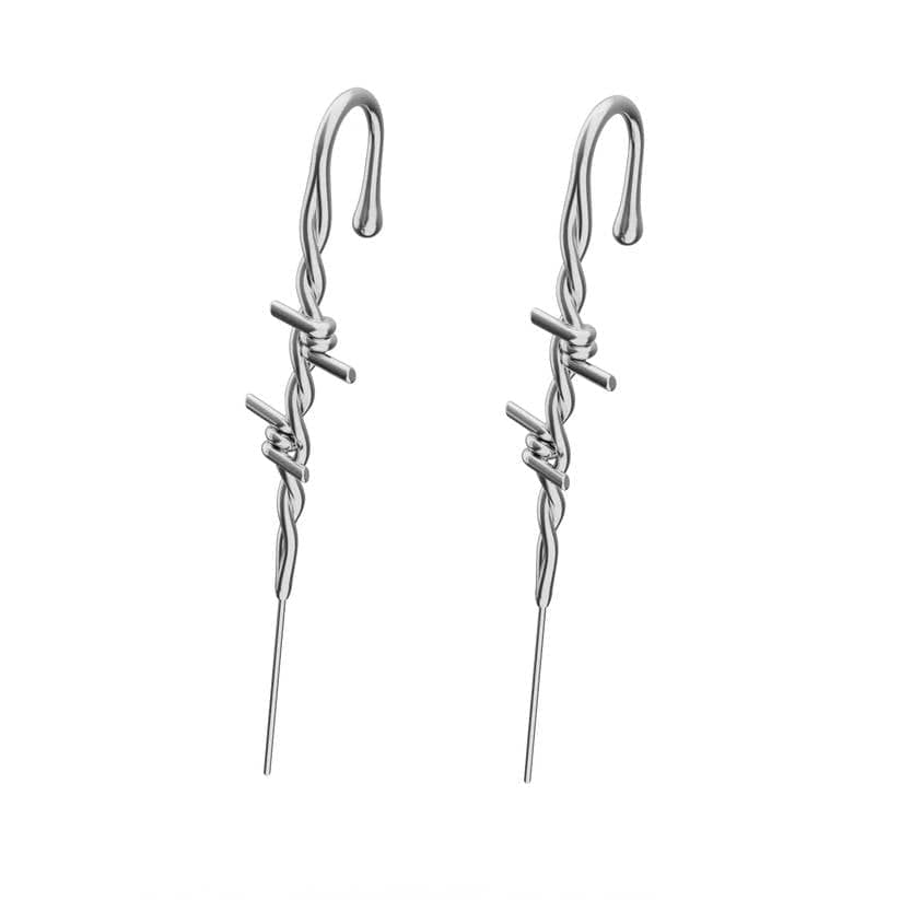 THE MEN THING Nose & Ear Ring Pair (Both Ears) HEED - Pure Titanium Steel Ear Crawler Hook Pin Cuff Earrings for Men & Boys (2 Pcs)