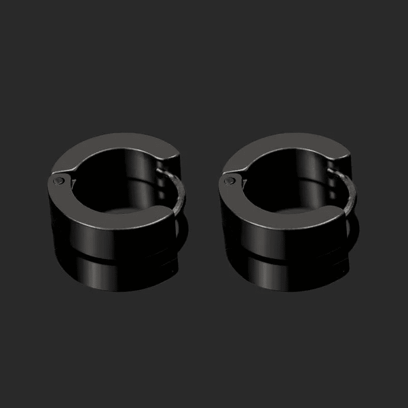 THE MEN THING Nose & Ear Ring Pair (Both Ears) HUGGIE BLACK - Titanium Steel Stud Earrings for Men & Boys (2 Pcs)