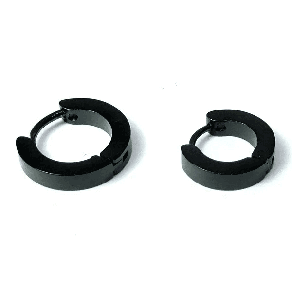 THE MEN THING Nose & Ear Ring Pair (Both Ears) HUGGIE BLACK - Titanium Steel Stud Earrings for Men & Boys (2 Pcs)
