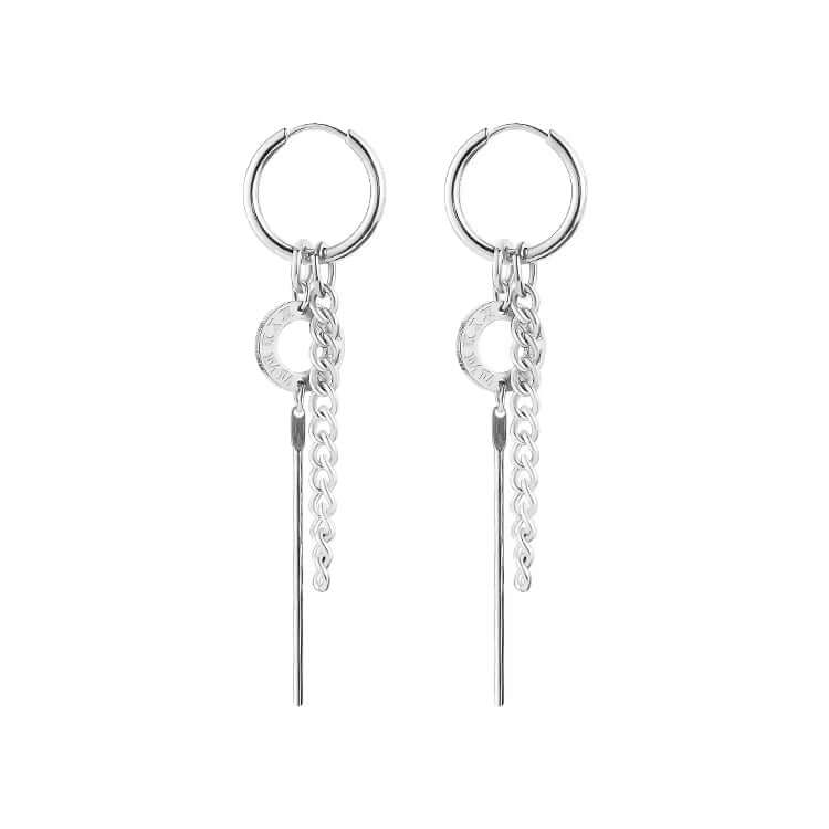 THE MEN THING Nose & Ear Ring Pair (Both Ears) LINKER LOOP - SILVER - Pure Titanium Steel Ear Hoop Earrings for Men & Boys (2 Pcs)