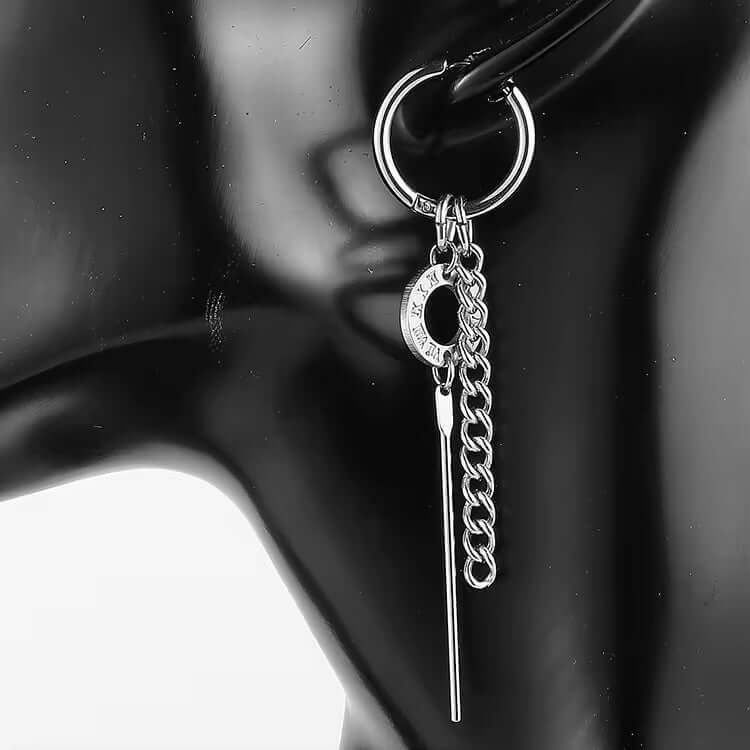 THE MEN THING Nose & Ear Ring Pair (Both Ears) LINKER LOOP - SILVER - Pure Titanium Steel Ear Hoop Earrings for Men & Boys (2 Pcs)