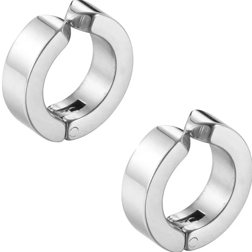 THE MEN THING Nose & Ear Ring Pair (Both Ears) ONYXLOOP - SILVER - Non-Piercing Pure Titanium Steel Earring for Men & Boys (2 Pcs)