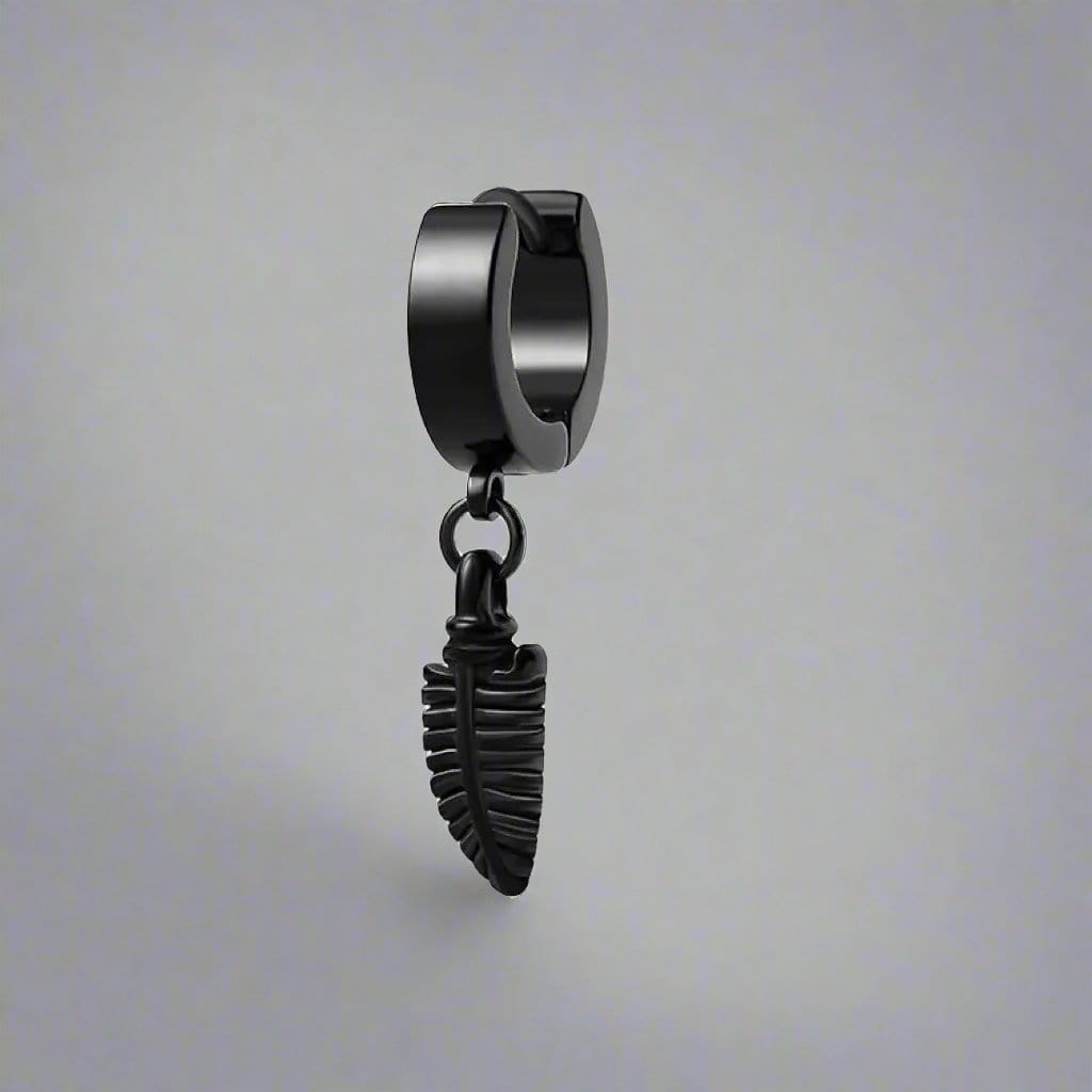 THE MEN THING Nose & Ear Ring Pair (Both Ears) PLUME BLACK - Pure Titanium Steel Ear Hoop Earrings for Men & Boys (2 Pcs)