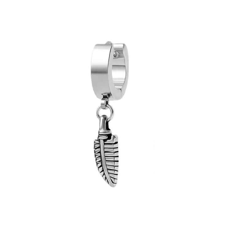 THE MEN THING Nose & Ear Ring Pair (Both Ears) PLUME SILVER - Pure Titanium Steel Ear Hoop Earrings for Men & Boys (2 Pcs)