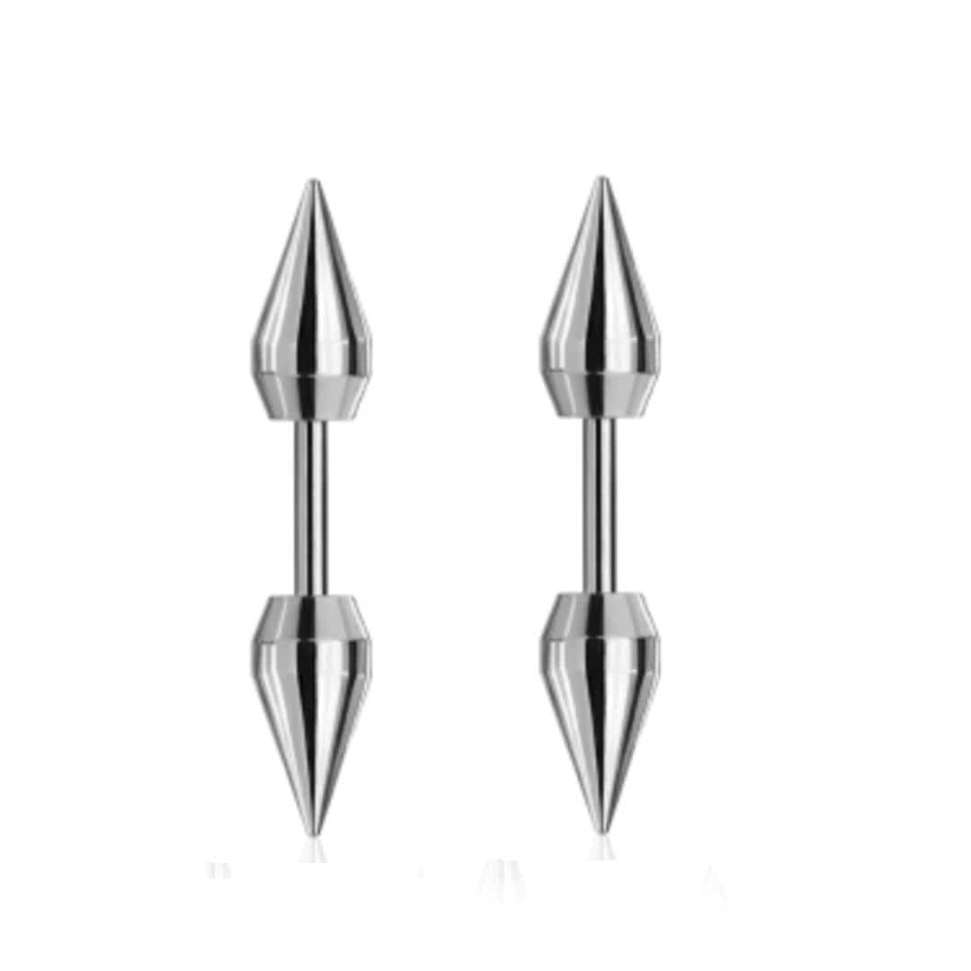 THE MEN THING Nose & Ear Ring Pair (Both Ears) ROUND ARROW - Pure Titanium Steel Arrow Stud Earrings for Men & Boys (2 Pcs)