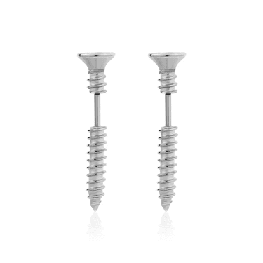 THE MEN THING Nose & Ear Ring Pair (Both Ears) SCREWHEAD - SILVER - Pure Titanium Steel Ear Hoop Earrings for Men & Boys (2 Pcs)