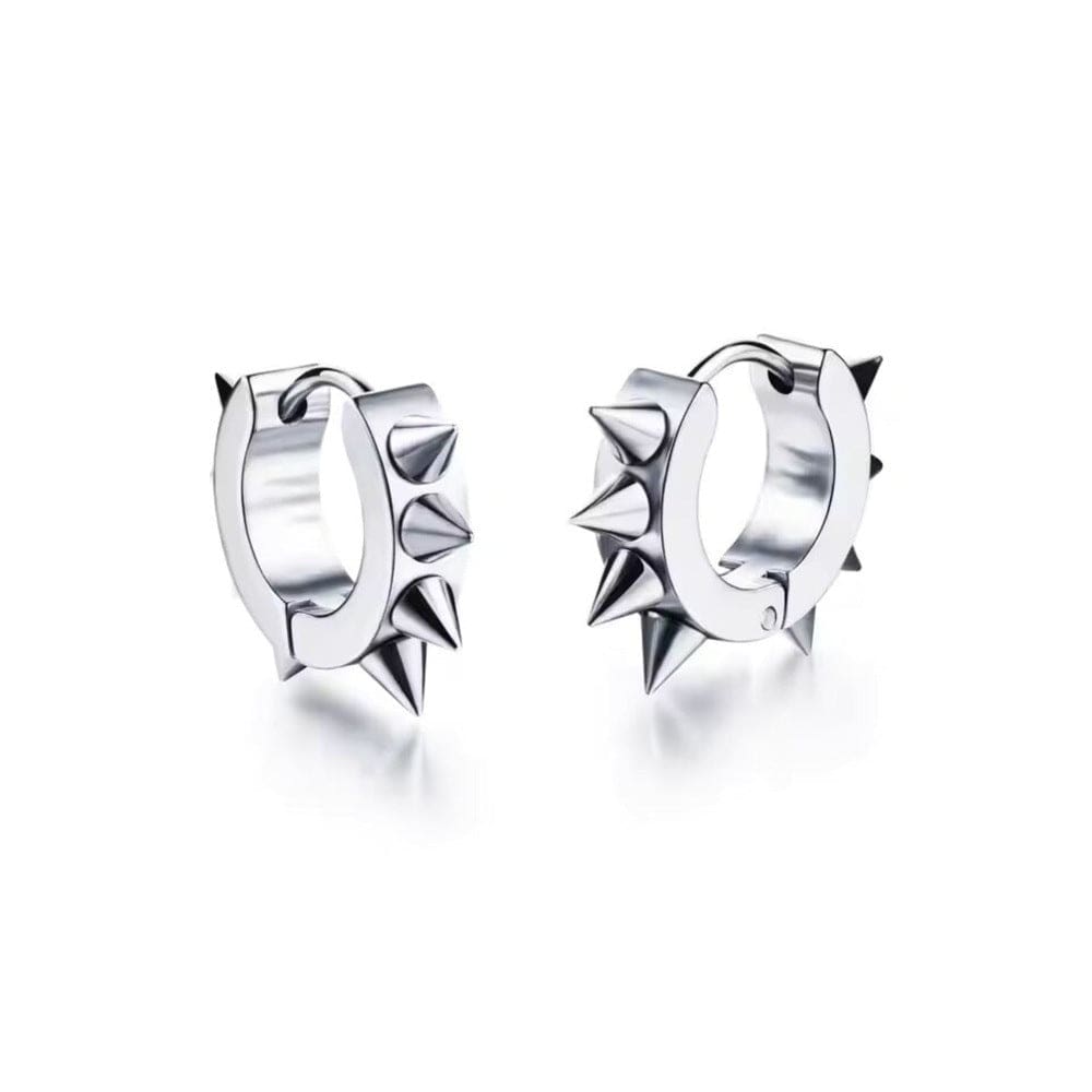 THE MEN THING Nose & Ear Ring Pair (Both Ears) SILVER DAGGERLOOP - 5mm Titanium Steel Hoop Earrings for Men & Boys (2 Pcs)