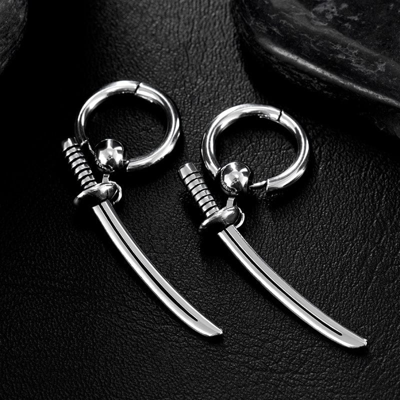 THE MEN THING Nose & Ear Ring Pair (Both Ears) SILVER SAMURAI GLEAM - 2.5mm Titanium Steel Hoop Earrings for Men & Boys (2 Pcs)