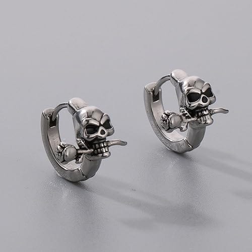 THE MEN THING Nose & Ear Ring Pair (Both Ears) SINISTER ROSE - Titanium Steel Hoop Earrings for Men & Boys (2 Pcs)