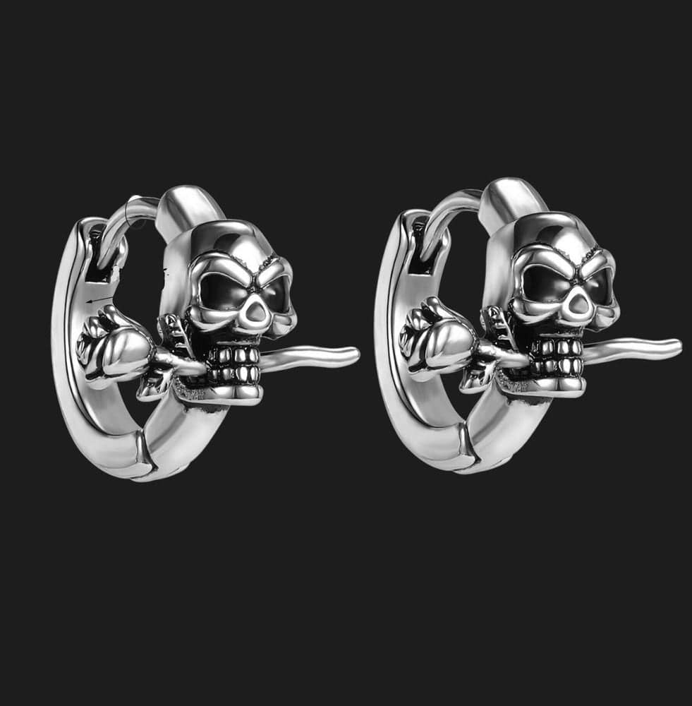 THE MEN THING Nose & Ear Ring Pair (Both Ears) SINISTER ROSE - Titanium Steel Hoop Earrings for Men & Boys (2 Pcs)