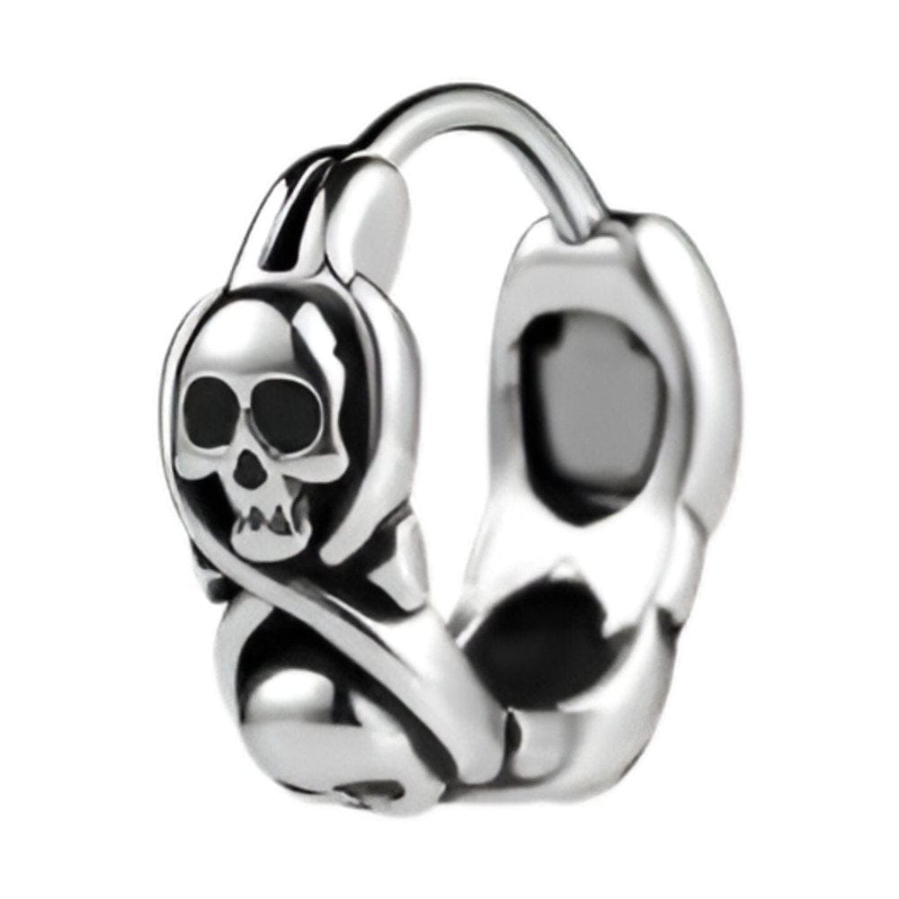 THE MEN THING Nose & Ear Ring Pair (Both Ears) SKULL RIOT - Titanium Steel Hoop Earrings for Men & Boys (2 Pcs)