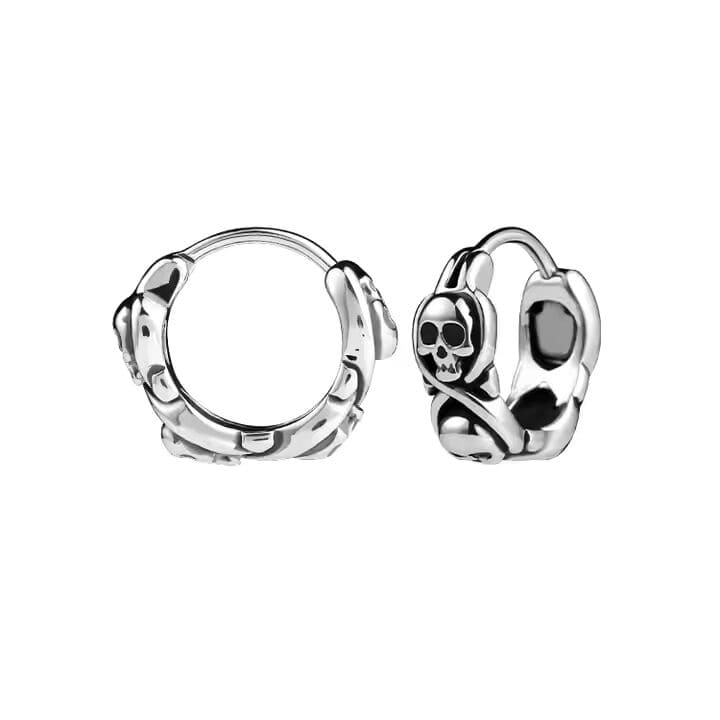 THE MEN THING Nose & Ear Ring Pair (Both Ears) SKULL RIOT - Titanium Steel Hoop Earrings for Men & Boys (2 Pcs)