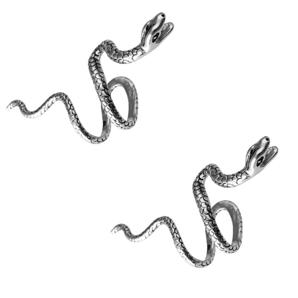THE MEN THING Nose & Ear Ring Pair (Both Ears) SNAKE TWIST - Alloy Adjustable Ear Cuff for Men & Boys (2 Pcs)