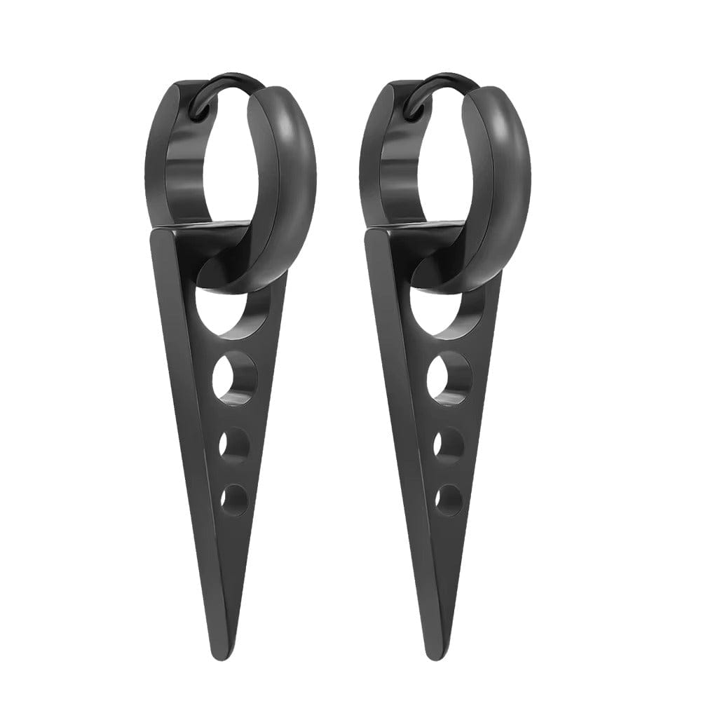 THE MEN THING Nose & Ear Ring Pair (Both Ears) SPIKE DROP BLACK- Pure Titanium Steel Ear Hoop Earrings for Men & Boys (2 Pcs)