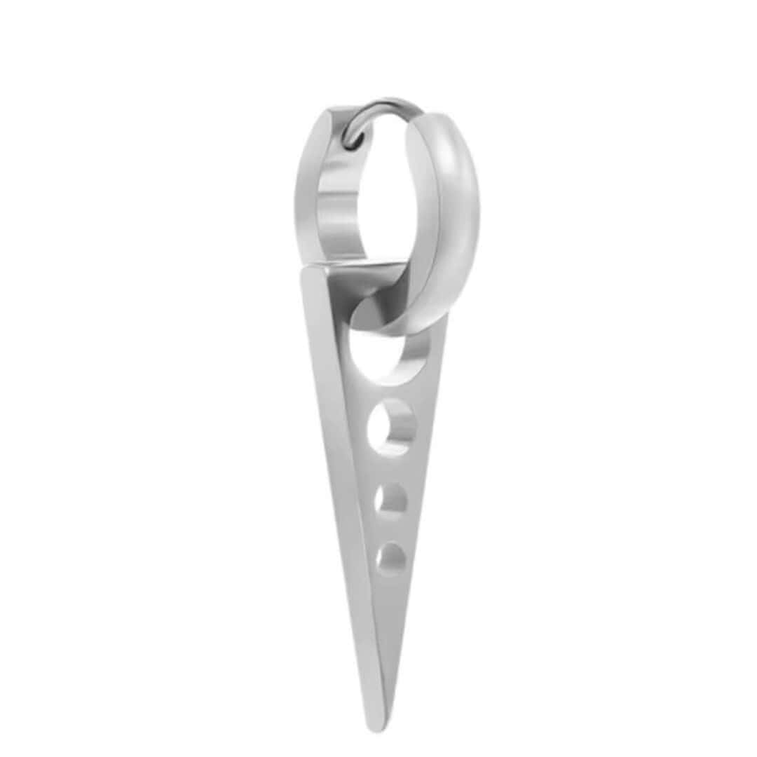 THE MEN THING Nose & Ear Ring Pair (Both Ears) SPIKE DROP SILVER - Pure Titanium Steel Ear Hoop Earrings for Men & Boys (2 Pcs)