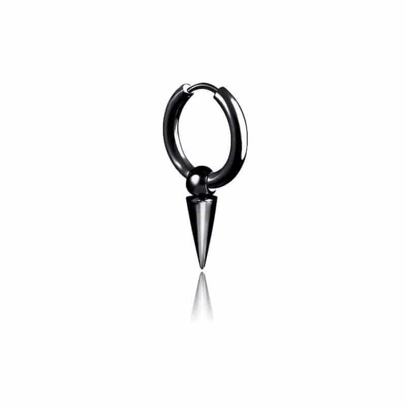 THE MEN THING Nose & Ear Ring Pair (Both Ears) SPIREHOOP - BLACK - Pure Titanium Steel Ear Hoop Earrings for Men & Boys (2 Pcs)