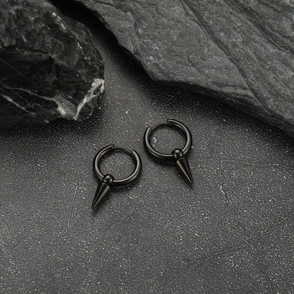 THE MEN THING Nose & Ear Ring Pair (Both Ears) SPIREHOOP - BLACK - Pure Titanium Steel Ear Hoop Earrings for Men & Boys (2 Pcs)