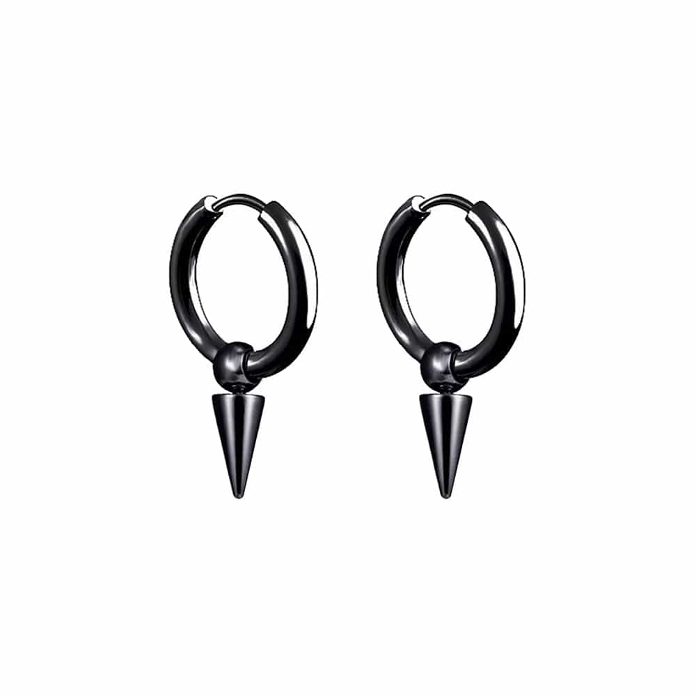 THE MEN THING Nose & Ear Ring Pair (Both Ears) SPIREHOOP - BLACK - Pure Titanium Steel Ear Hoop Earrings for Men & Boys (2 Pcs)