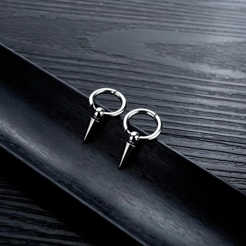 THE MEN THING Nose & Ear Ring Pair (Both Ears) SPIREHOOP - SILVER - Pure Titanium Steel Ear Hoop Earrings for Men & Boys (2 Pcs)