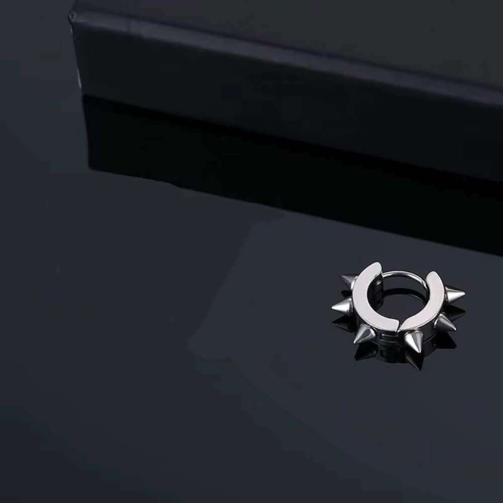 THE MEN THING Nose & Ear Ring Pair (Both Ears) SPYRAL SILVER - Titanium Steel Stud Earrings for Men & Boys (2 Pcs)