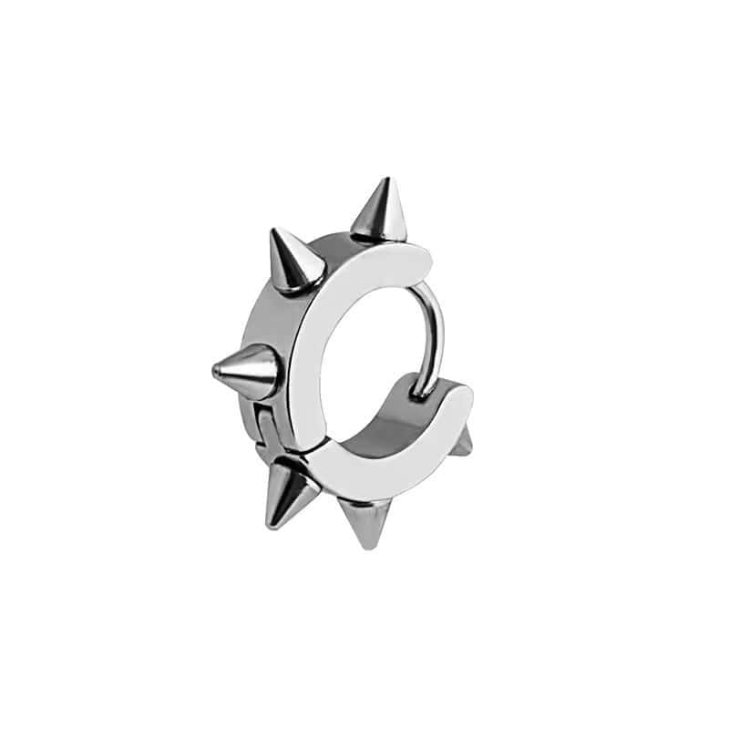 THE MEN THING Nose & Ear Ring Pair (Both Ears) SPYRAL SILVER - Titanium Steel Stud Earrings for Men & Boys (2 Pcs)