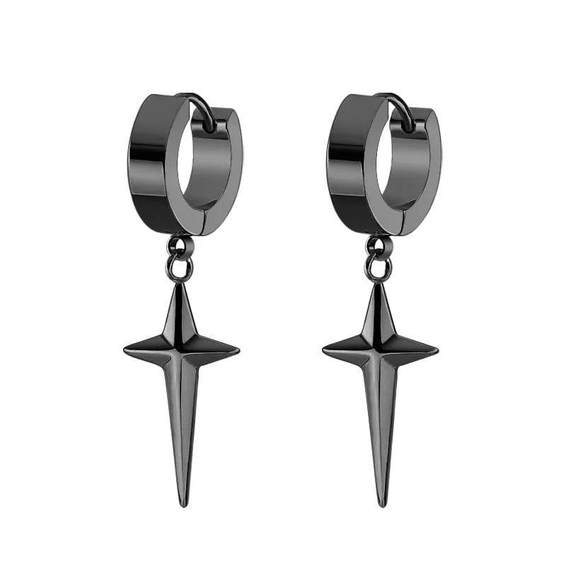 THE MEN THING Nose & Ear Ring Pair (Both Ears) STARLIGHT BLACK - Titanium Steel Hoop Earrings for Men & Boys (2 Pcs)
